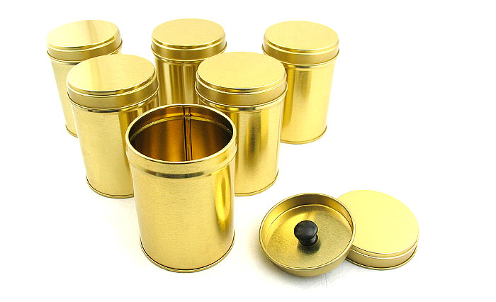 Round Plain Metal Tea Caddy